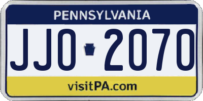 PA license plate JJO2070
