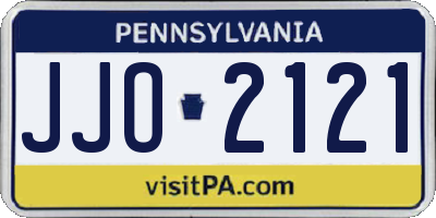 PA license plate JJO2121