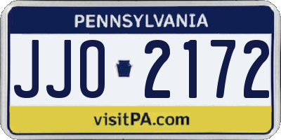 PA license plate JJO2172