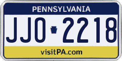PA license plate JJO2218