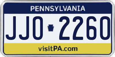PA license plate JJO2260