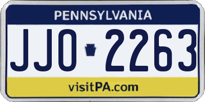 PA license plate JJO2263