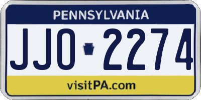 PA license plate JJO2274