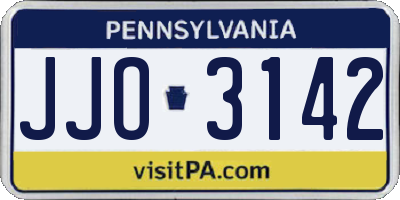 PA license plate JJO3142