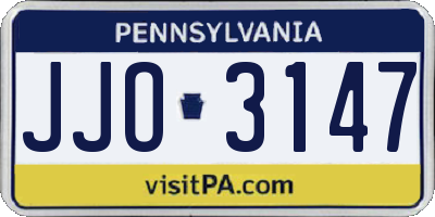 PA license plate JJO3147