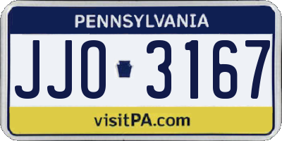 PA license plate JJO3167