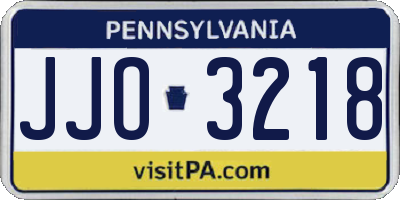PA license plate JJO3218
