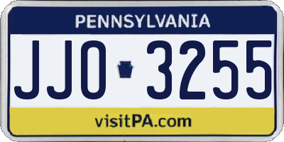 PA license plate JJO3255