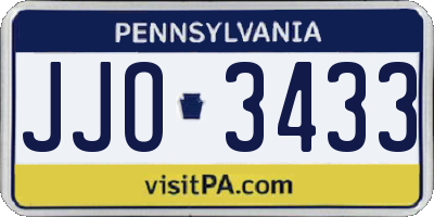 PA license plate JJO3433