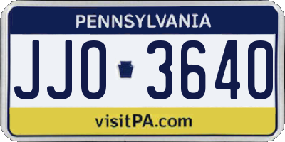 PA license plate JJO3640