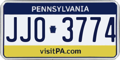 PA license plate JJO3774