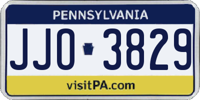 PA license plate JJO3829