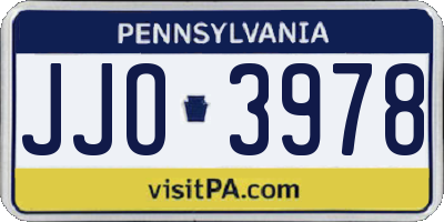 PA license plate JJO3978