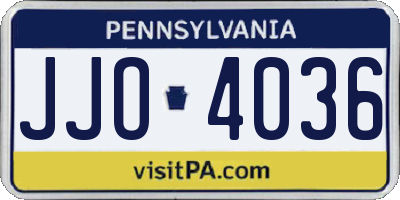 PA license plate JJO4036
