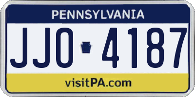 PA license plate JJO4187