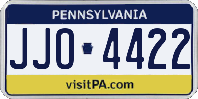 PA license plate JJO4422