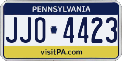 PA license plate JJO4423