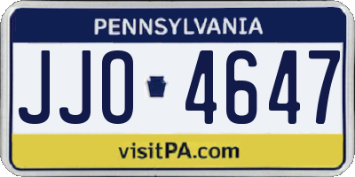 PA license plate JJO4647