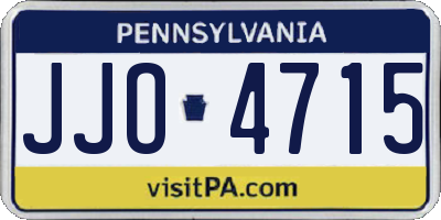 PA license plate JJO4715