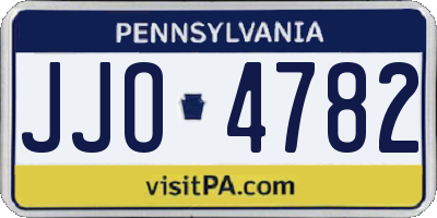 PA license plate JJO4782