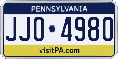 PA license plate JJO4980