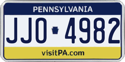 PA license plate JJO4982