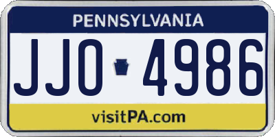 PA license plate JJO4986