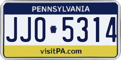 PA license plate JJO5314
