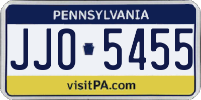 PA license plate JJO5455