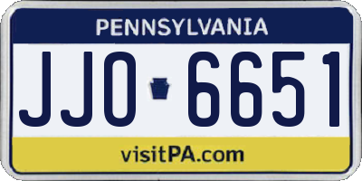 PA license plate JJO6651
