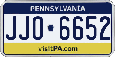 PA license plate JJO6652