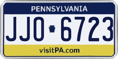 PA license plate JJO6723