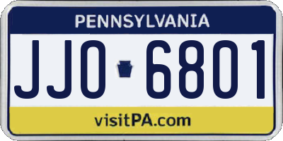 PA license plate JJO6801
