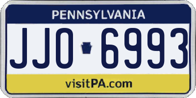 PA license plate JJO6993