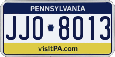 PA license plate JJO8013