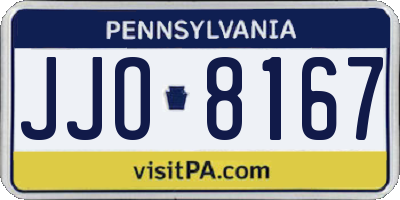 PA license plate JJO8167