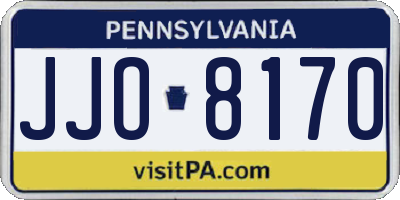 PA license plate JJO8170
