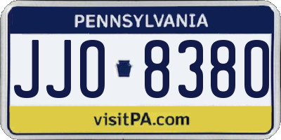 PA license plate JJO8380