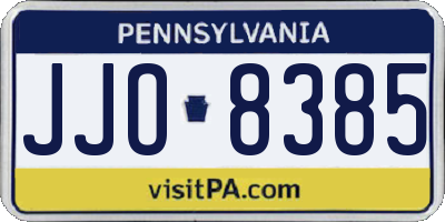 PA license plate JJO8385