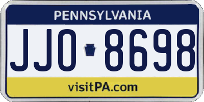 PA license plate JJO8698