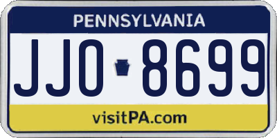 PA license plate JJO8699