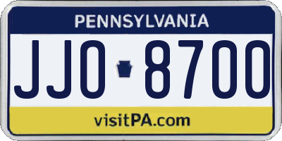 PA license plate JJO8700