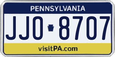 PA license plate JJO8707