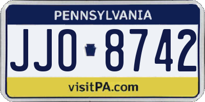 PA license plate JJO8742
