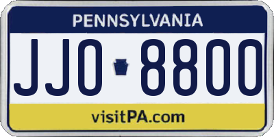 PA license plate JJO8800
