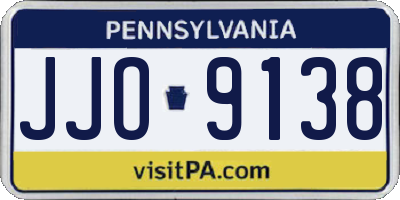 PA license plate JJO9138