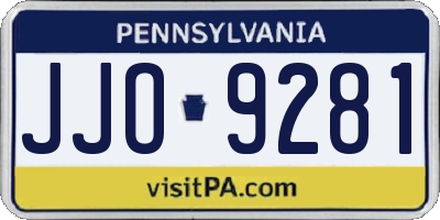 PA license plate JJO9281