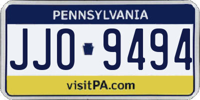 PA license plate JJO9494
