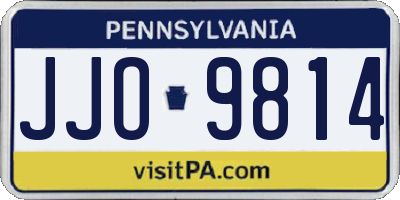 PA license plate JJO9814