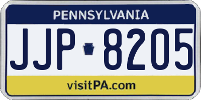 PA license plate JJP8205